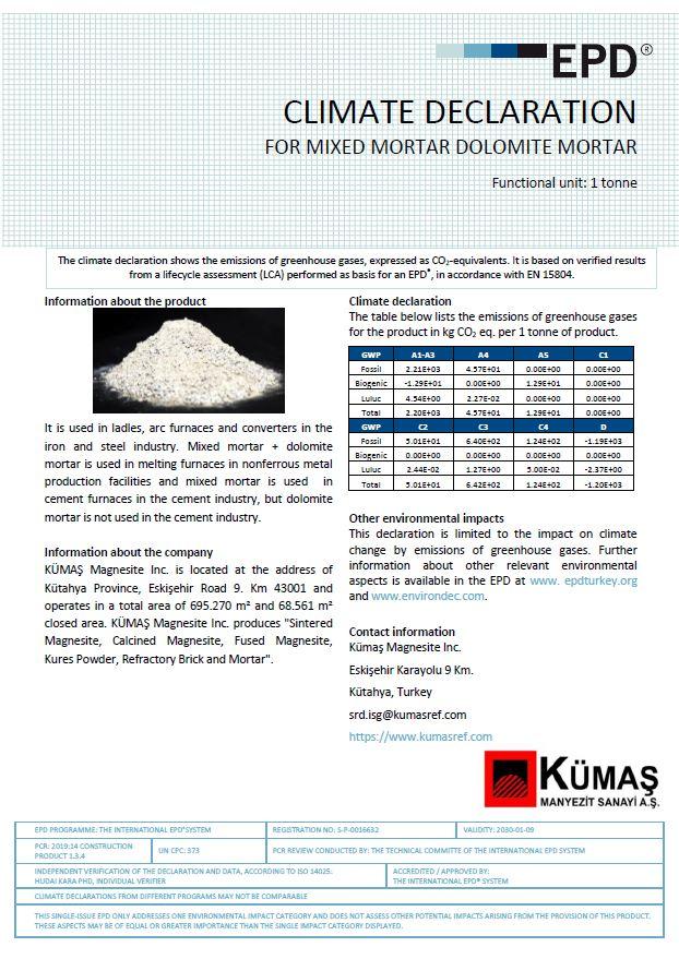 MIXED MORTAR DOLOMITE MORTAR