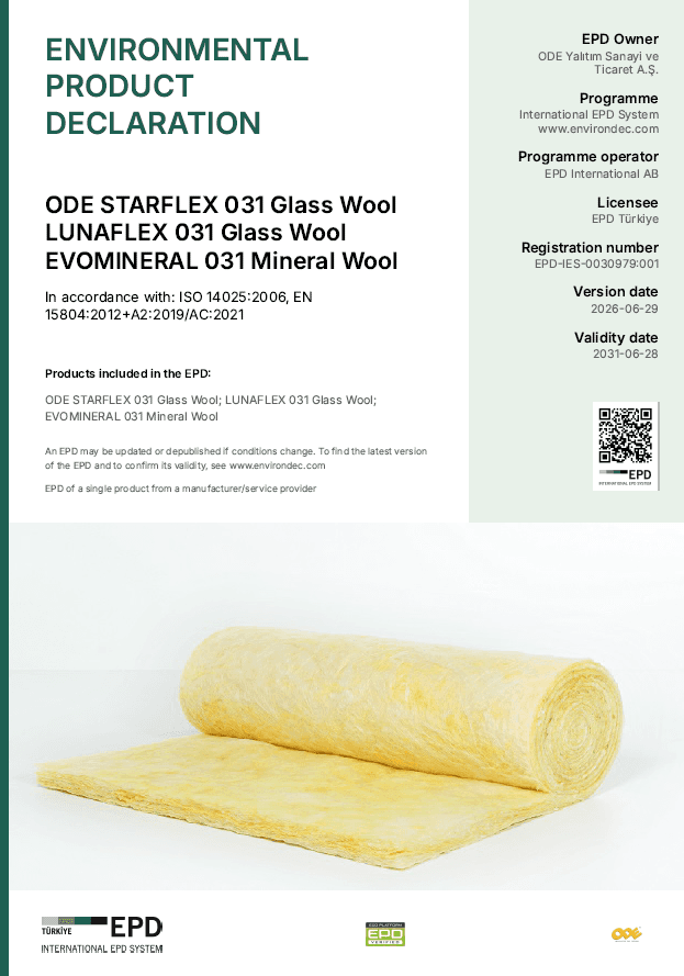 ODE STARFLEX 031 Glass Wool LUNAFLEX 031 Glass Wool EVOMINERAL 031 Mineral Wool