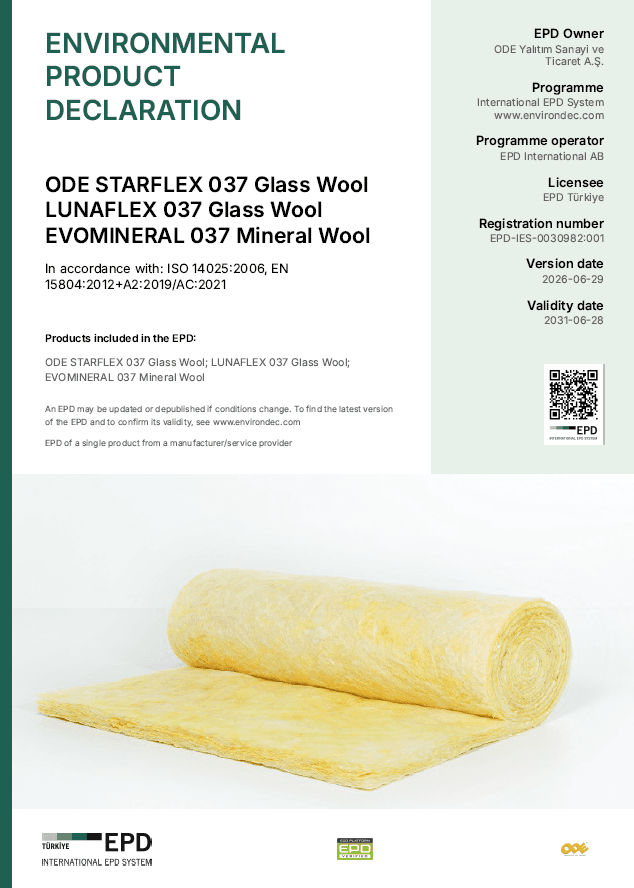 ODE STARFLEX 037 Glass Wool LUNAFLEX 037 Glass Wool EVOMINERAL 037 Mineral Wool