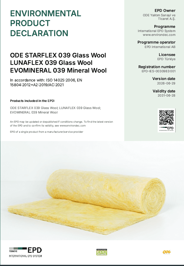 ODE STARFLEX 039 Glass Wool LUNAFLEX 039 Glass Wool EVOMINERAL 039 Mineral Wool