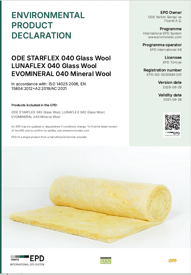 ODE STARFLEX 040 Glass Wool LUNAFLEX 040 Glass Wool EVOMINERAL 040 Mineral Wool