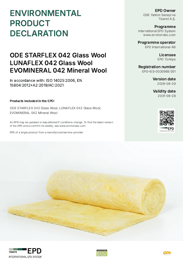 ODE STARFLEX 042 Glass Wool LUNAFLEX 042 Glass Wool EVOMINERAL 042 Mineral Wool
