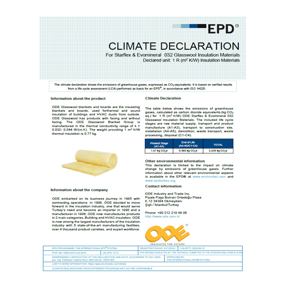 Starflex & Evomineral 032 Glasswool Insulation Materials
