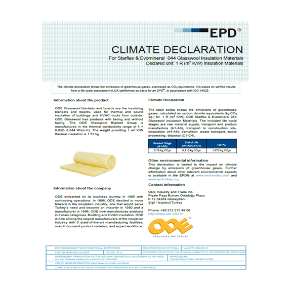 Starflex & Evomineral 044 Glasswool Insulation Materials