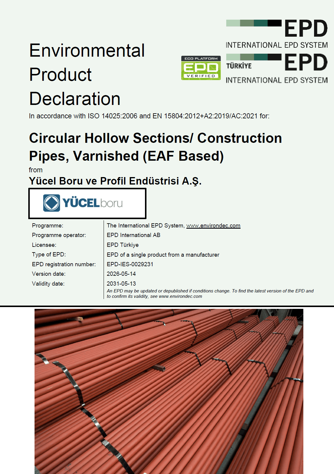 Circular Hollow Sections/ Construction Pipes, Varnished (EAF Based)